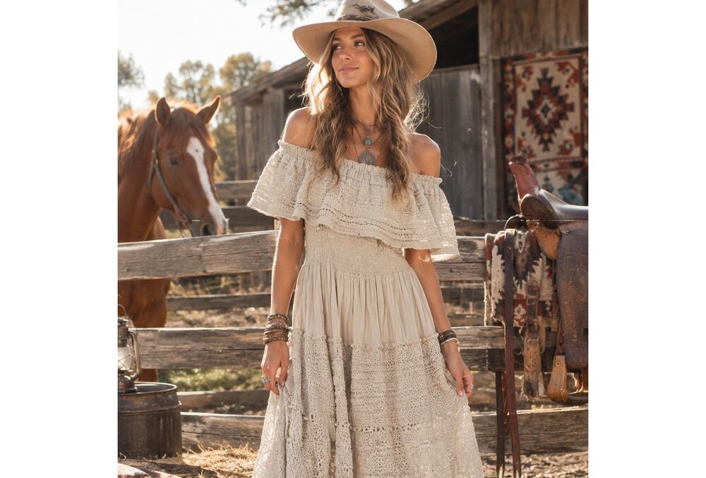 Nation AK Outfits NAOO Off-Shoulder Crochet Ruffle Crinkle Tiered Sundress M